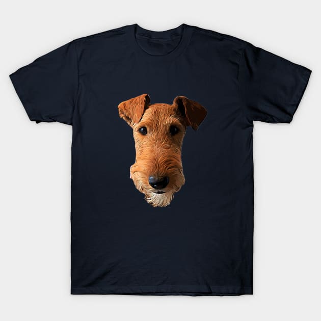 Airedale Terrier Head Art Lakeland Welsh T-Shirt by ElegantCat